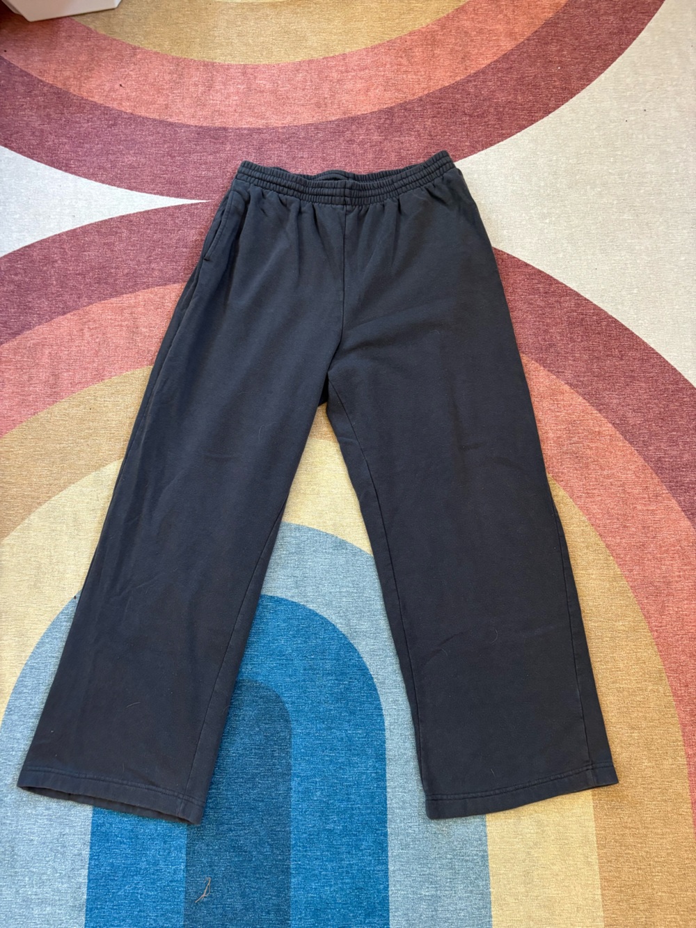 H&M Black Wide-Leg Track Pants with Elastic Waist